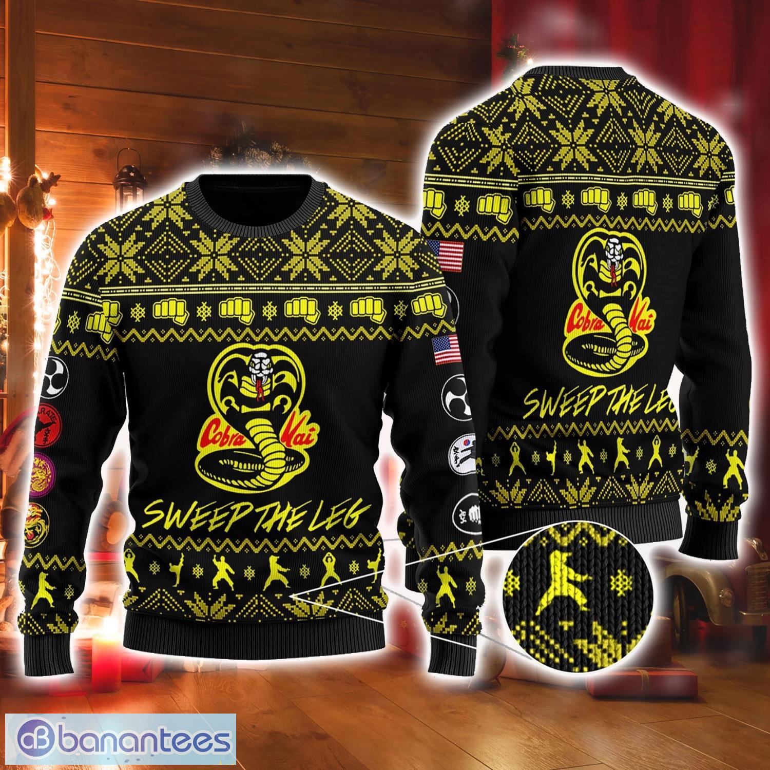 Season's Sweepings Cobra Kai Karate Ugly Christmas Sweater, Ugly Christmas Sweater Product Photo 1