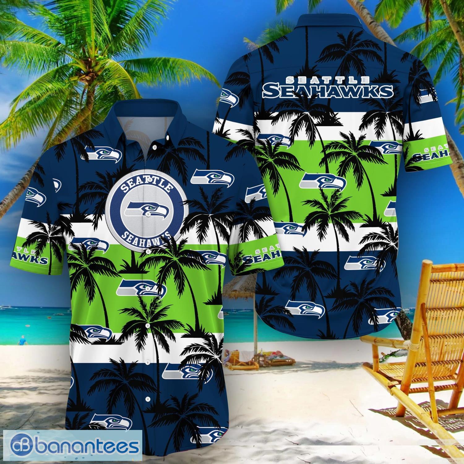 Seattle Seahawks Tropical Palm Tree Trending Summer Aloha Hawaiian Shirt -  Banantees