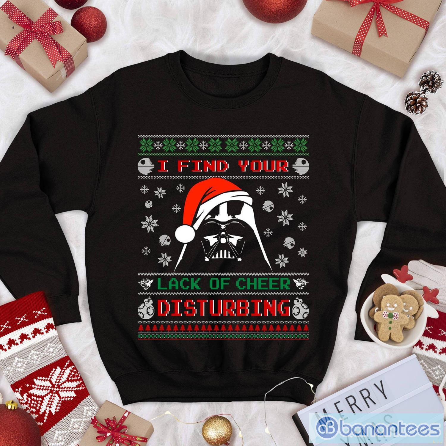 star wars ugly christmas sweatshirt darth vader i find your lack of cheer disturbing t shirt image Star Wars Ugly Christmas Sweatshirt Darth Vader I Find Your Lack Of Cheer Disturbing T Shirt Product Photo 1