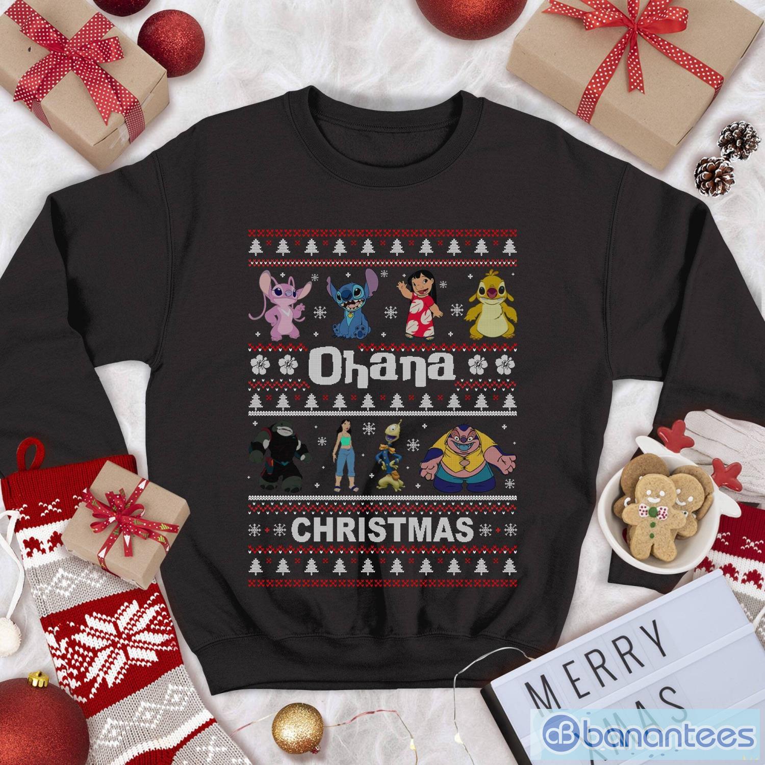 stich ohana christmas stich and lilo ugly christmas sweater christmas sweatshirt image Stich Ohana Christmas Stich and Lilo Ugly Christmas Sweater Christmas Sweatshirt Product Photo 1