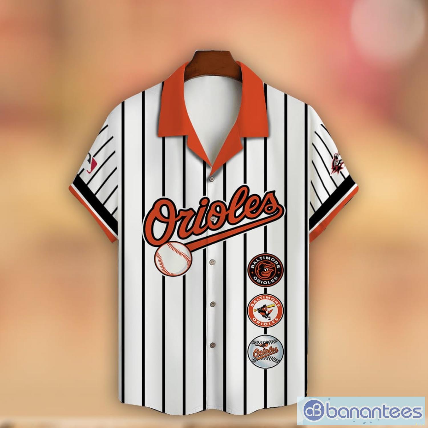 Striped Style Custom Name And Number Baltimore Orioles Baseball Cool Hawaiian Shirt New Trend For Fans Product Photo 2