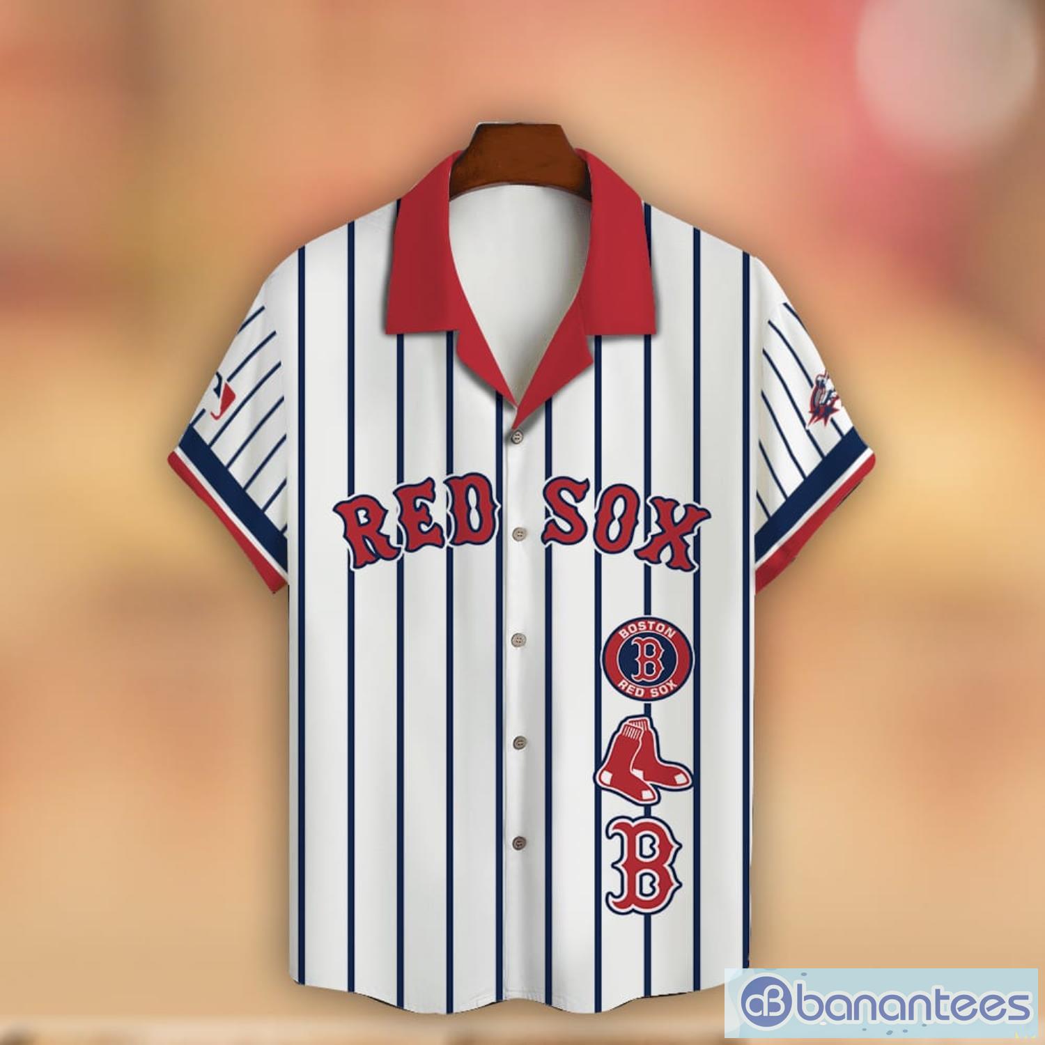 Striped Style Custom Name And Number Boston Red Sox Baseball Cool Hawaiian Shirt New Trend For Fans Product Photo 2