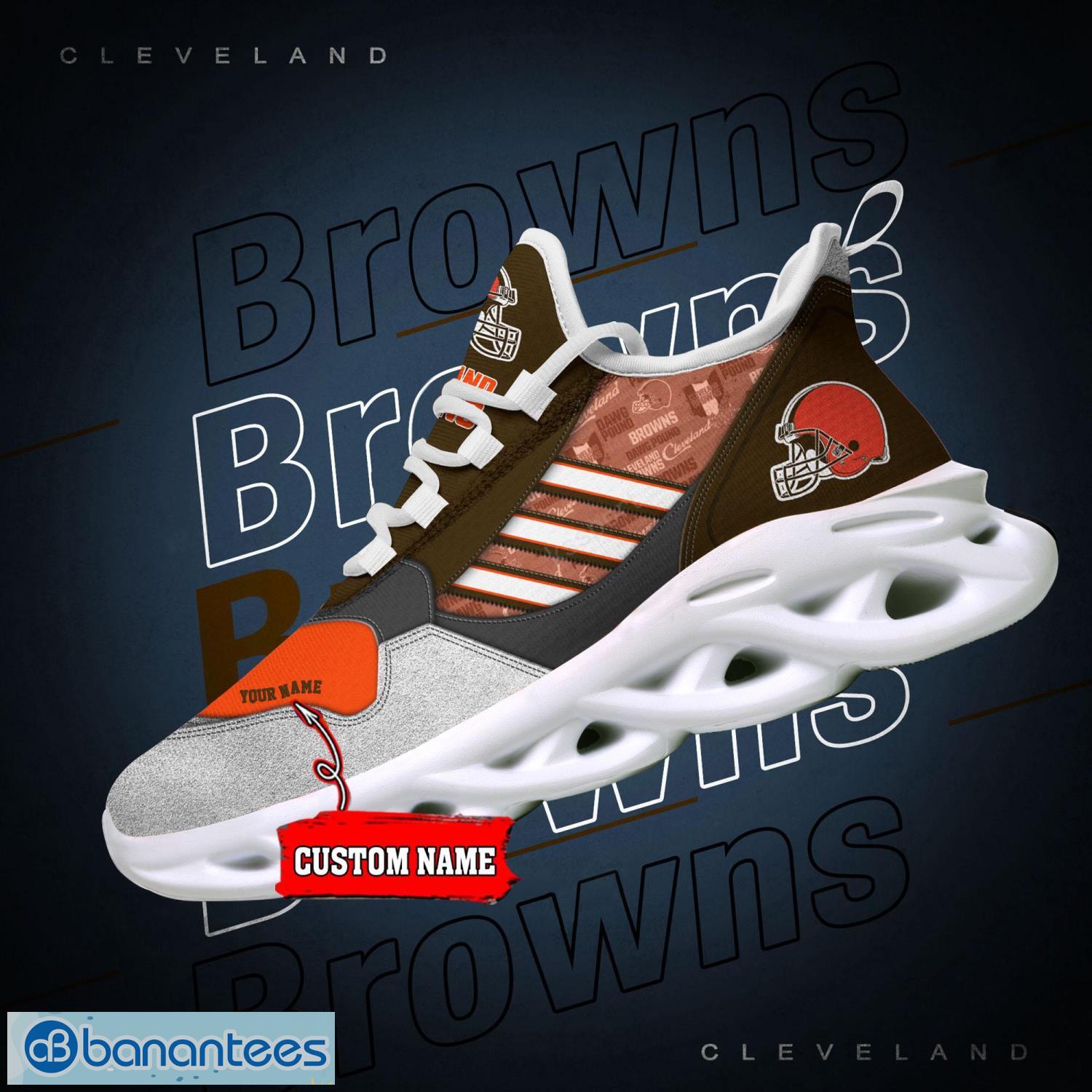 Cleveland Browns Brown Splat Custom Nike Air Max Shoes Black