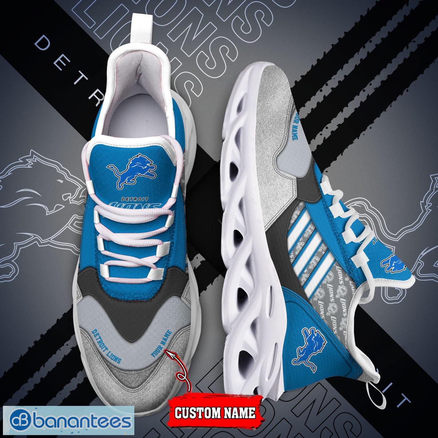 Detroit Lions Logo Custom Name Running Sneaker In Black Max Soul Shoes -  YesItCustom