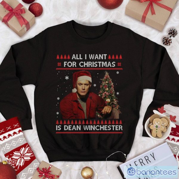 Supernatural Supernatural Christmas Sweatshirt All I Want For Christmas Is Dean Winchester Ugly Christmas Sweater Product Photo 1