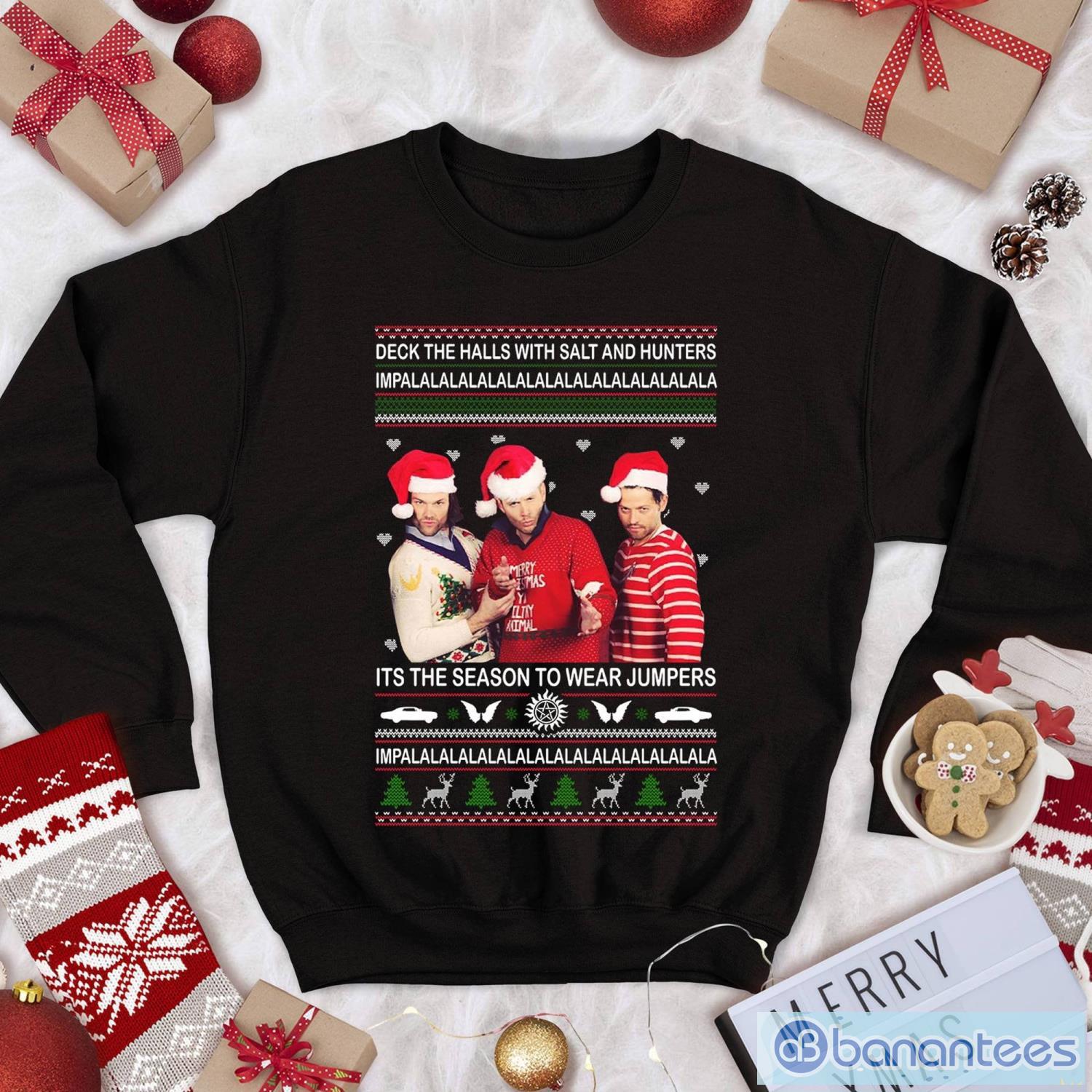 supernatural ugly christmas sweatshirt deck the halls with salt and hunters impala its the season to wear jumpers impala ugly sweater image Supernatural Ugly Christmas Sweatshirt Deck The Halls With Salt And Hunters Impala Its The Season To Wear Jumpers Impala Ugly Sweater Product Photo 1