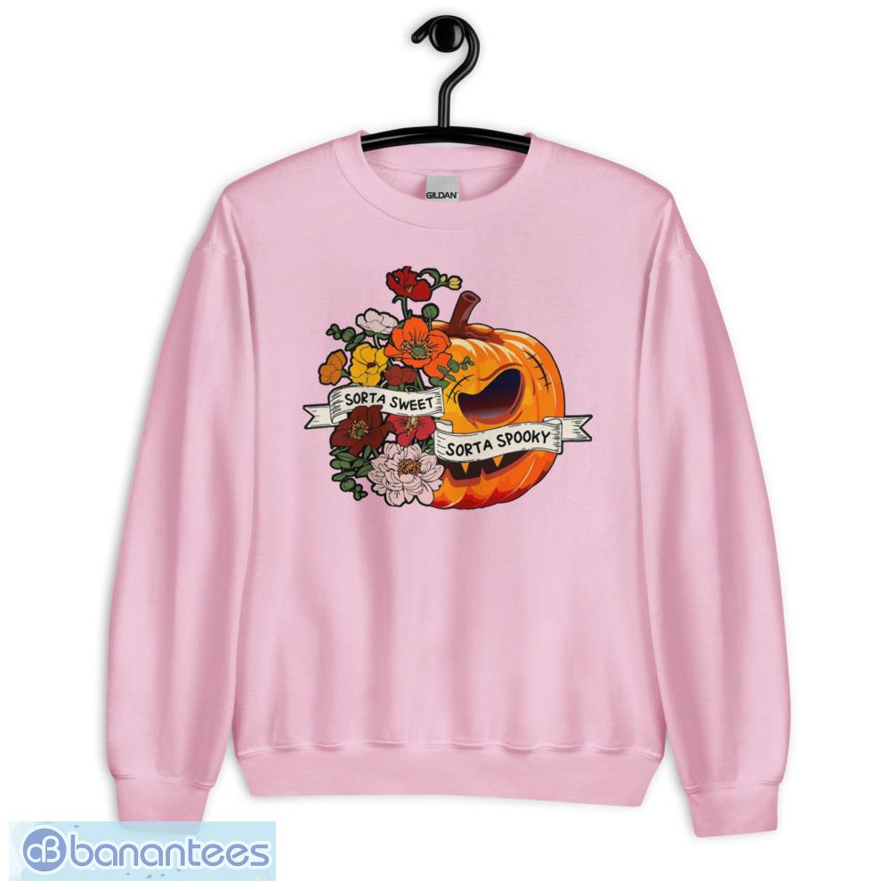 Sweet Sorta Spooky Flower Pumpkin Halloween T-Shirt - Unisex Heavy Blend Crewneck Sweatshirt-1