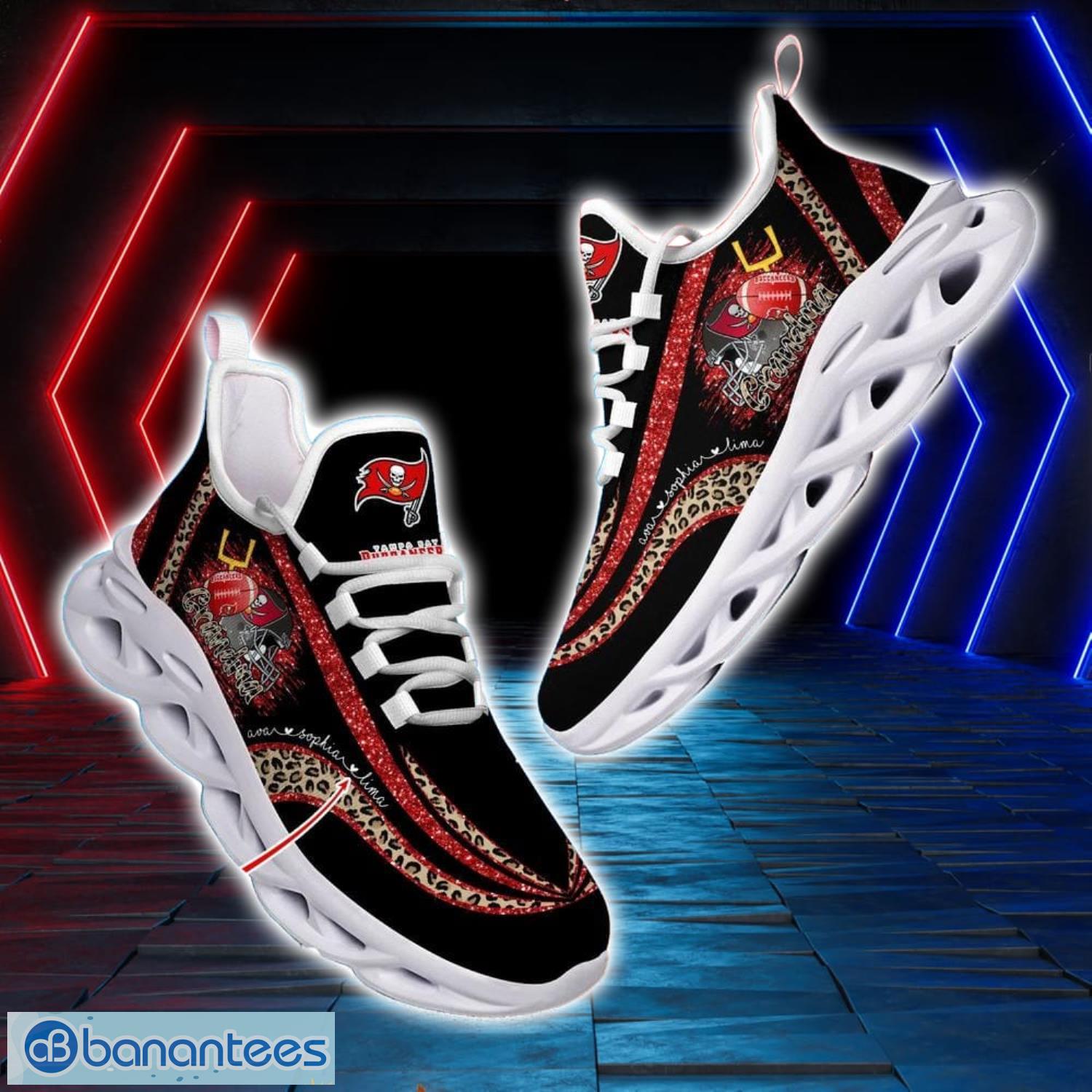 Tampa Bay Buccaneers NFL Max Soul Shoes Custom Name Leopard Prints Running Shoes For NFL Fans Product Photo 1