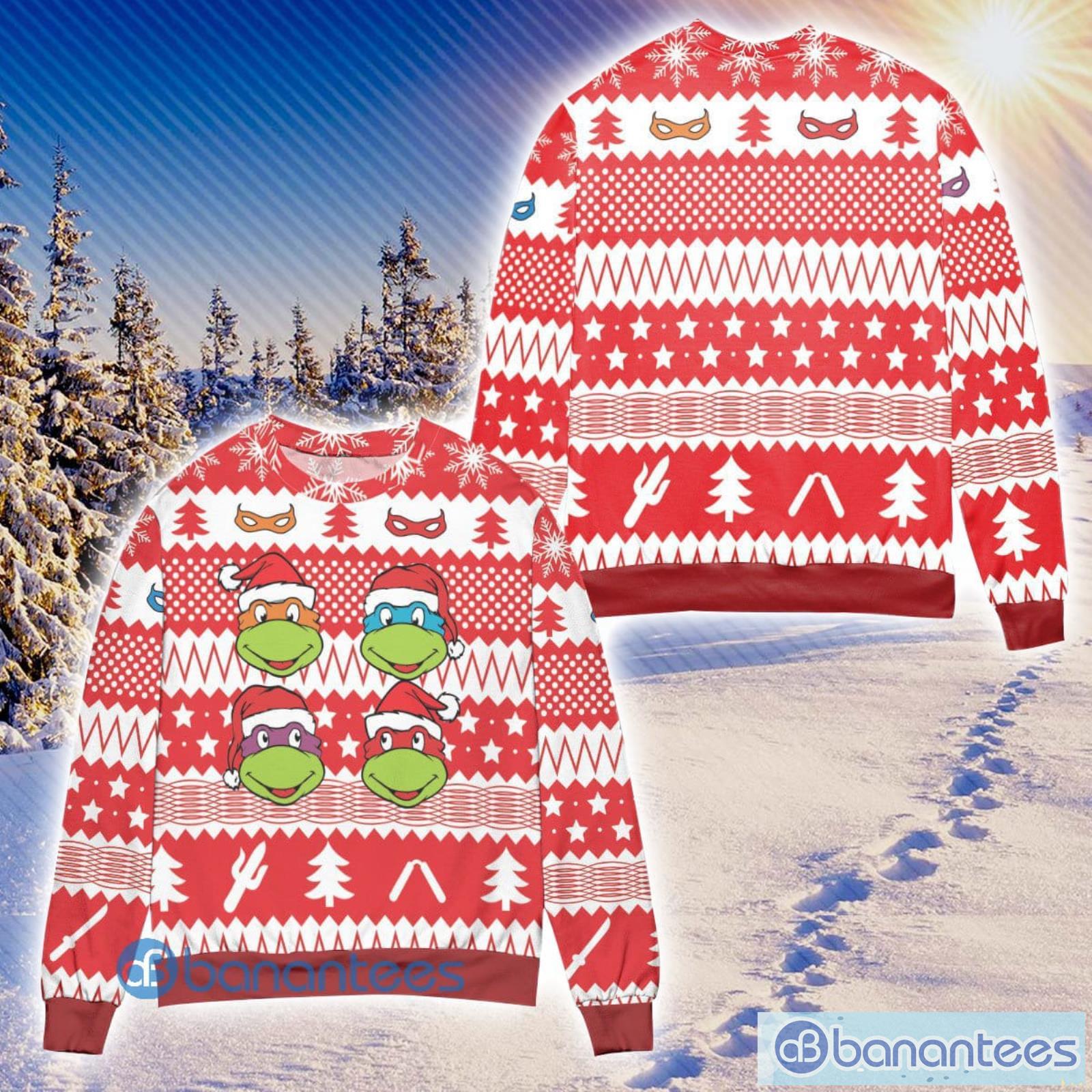 Ninja Turtles Heads & Pizza Christmas Sweatshirt