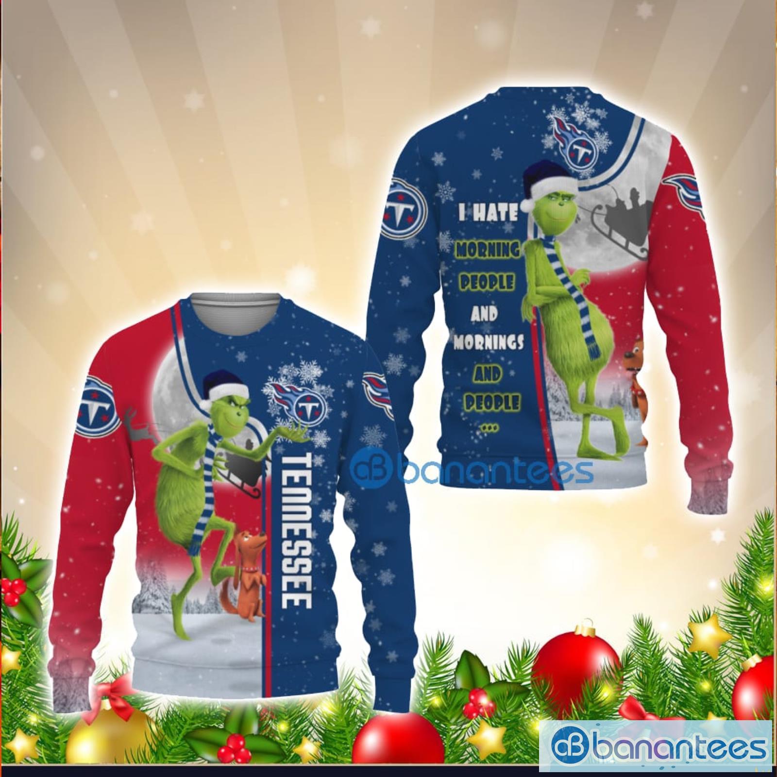 NFL Tennessee Titans Logo With Funny Grinch Ugly Christmas