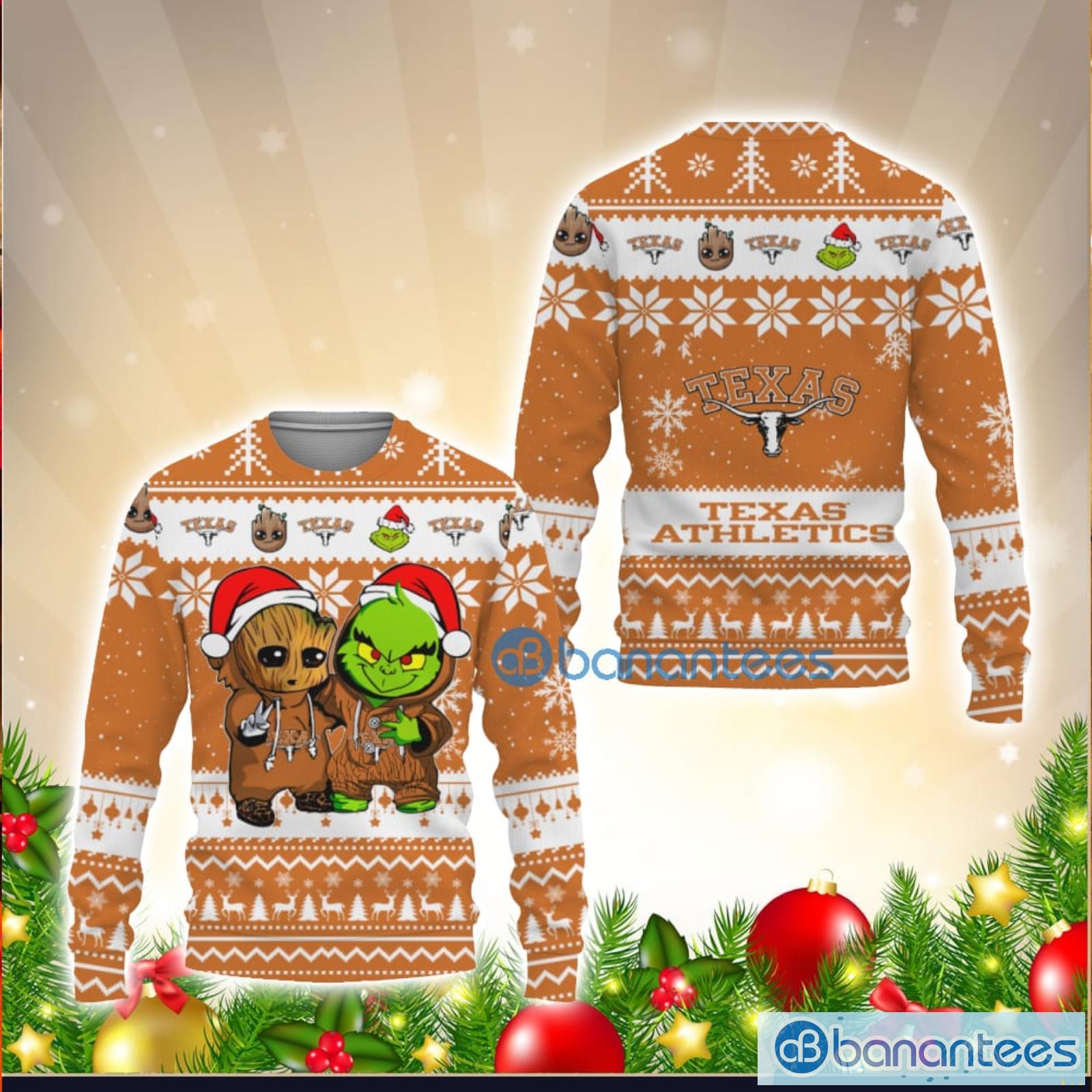 Houston Texans Baby Groot And Grinch Best Friends Ugly Christmas Sweater