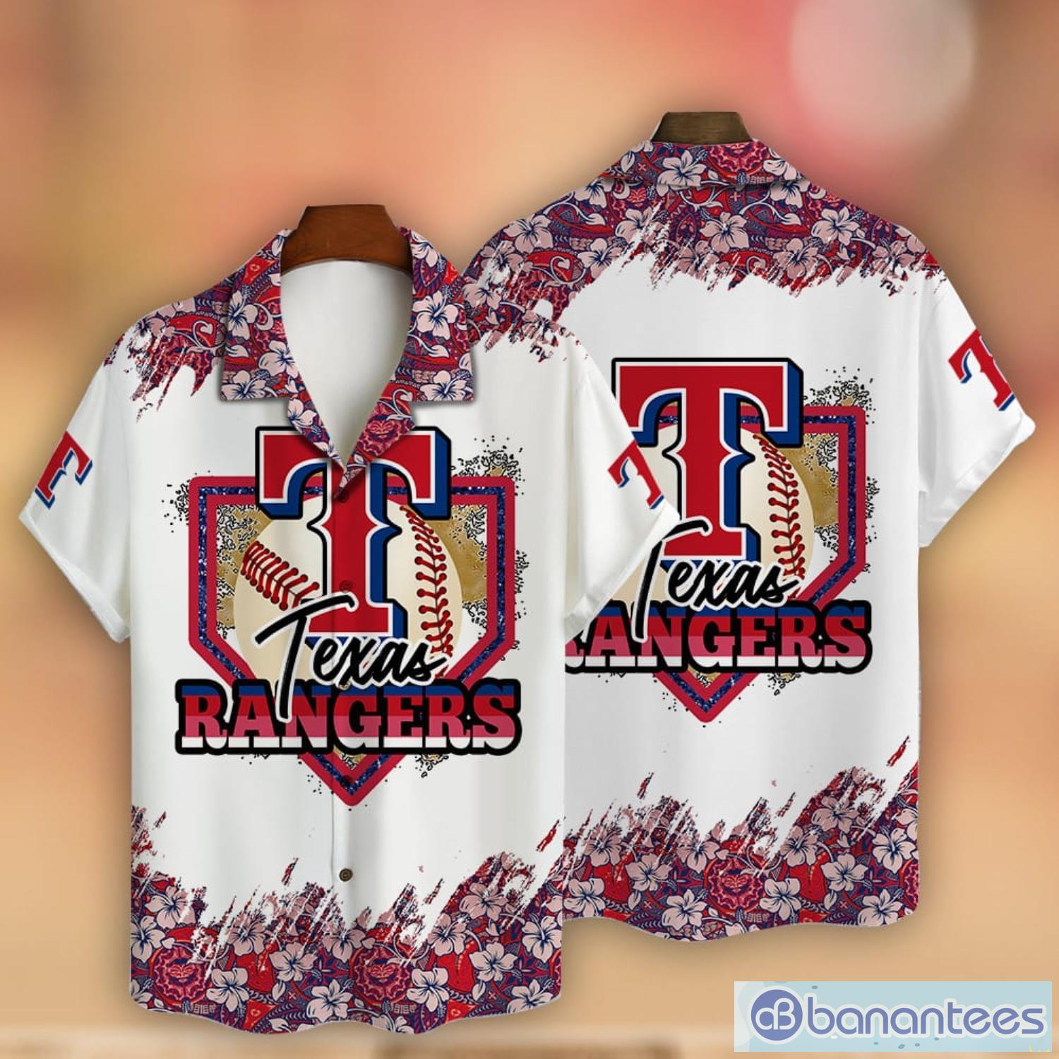 Texas Rangers Baseball Pattern Vintage Hawaiian Shirt - Banantees