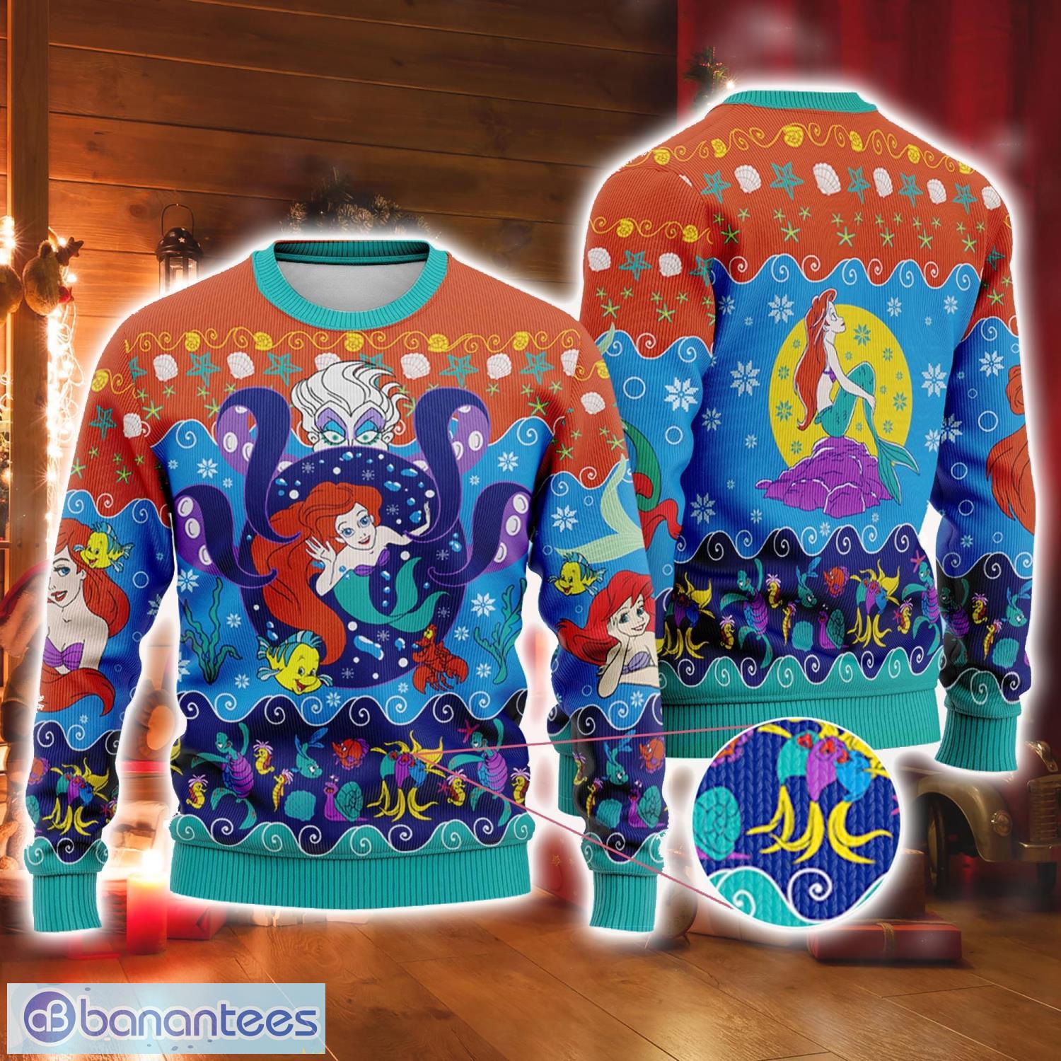 The Little Mermaid Ugly Sweater, Ariel Princess and Ursula Ugly Christmas Sweater Xmas Gifts Product Photo 1
