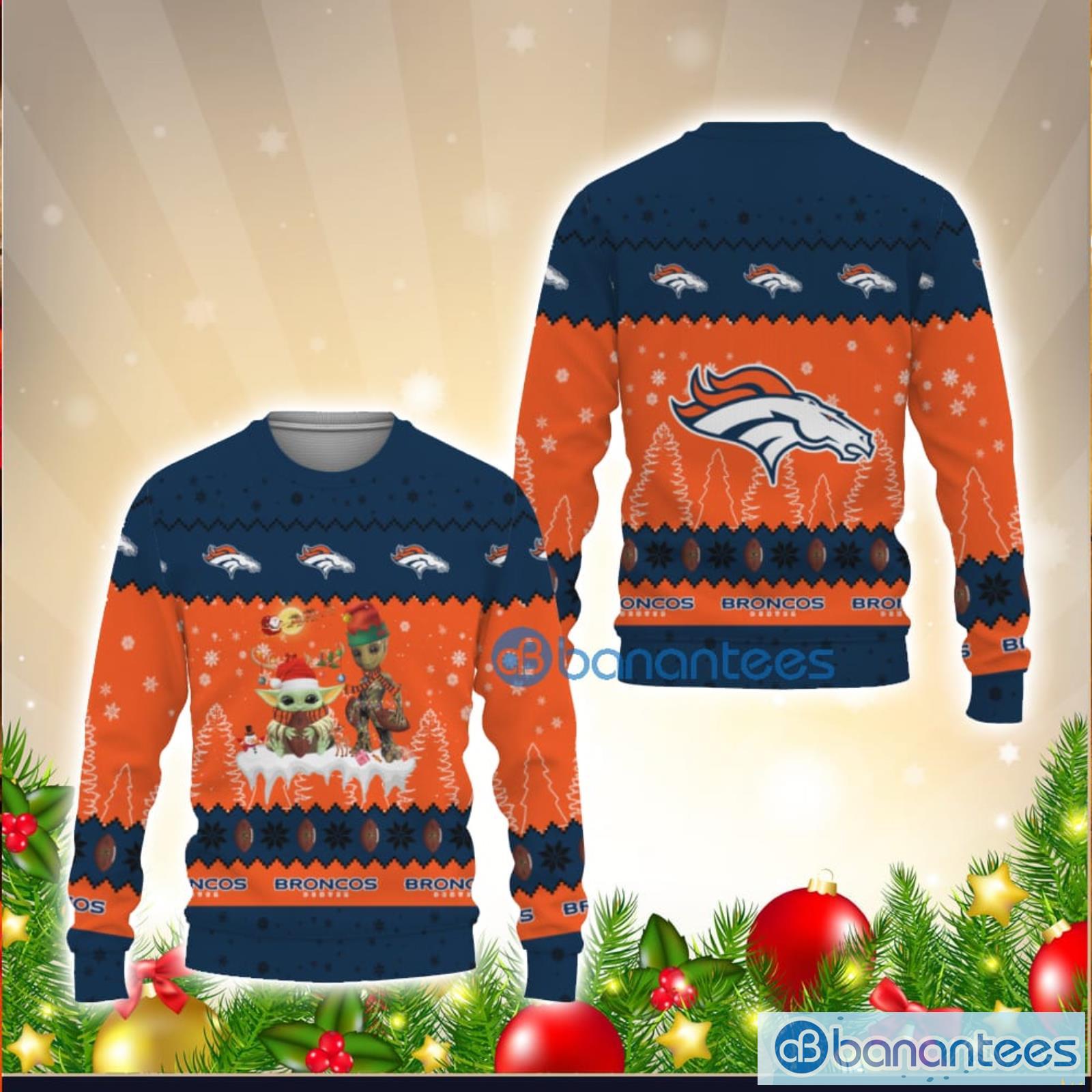 Denver Broncos Snowflakes Pattern Ugly Christmas Sweater