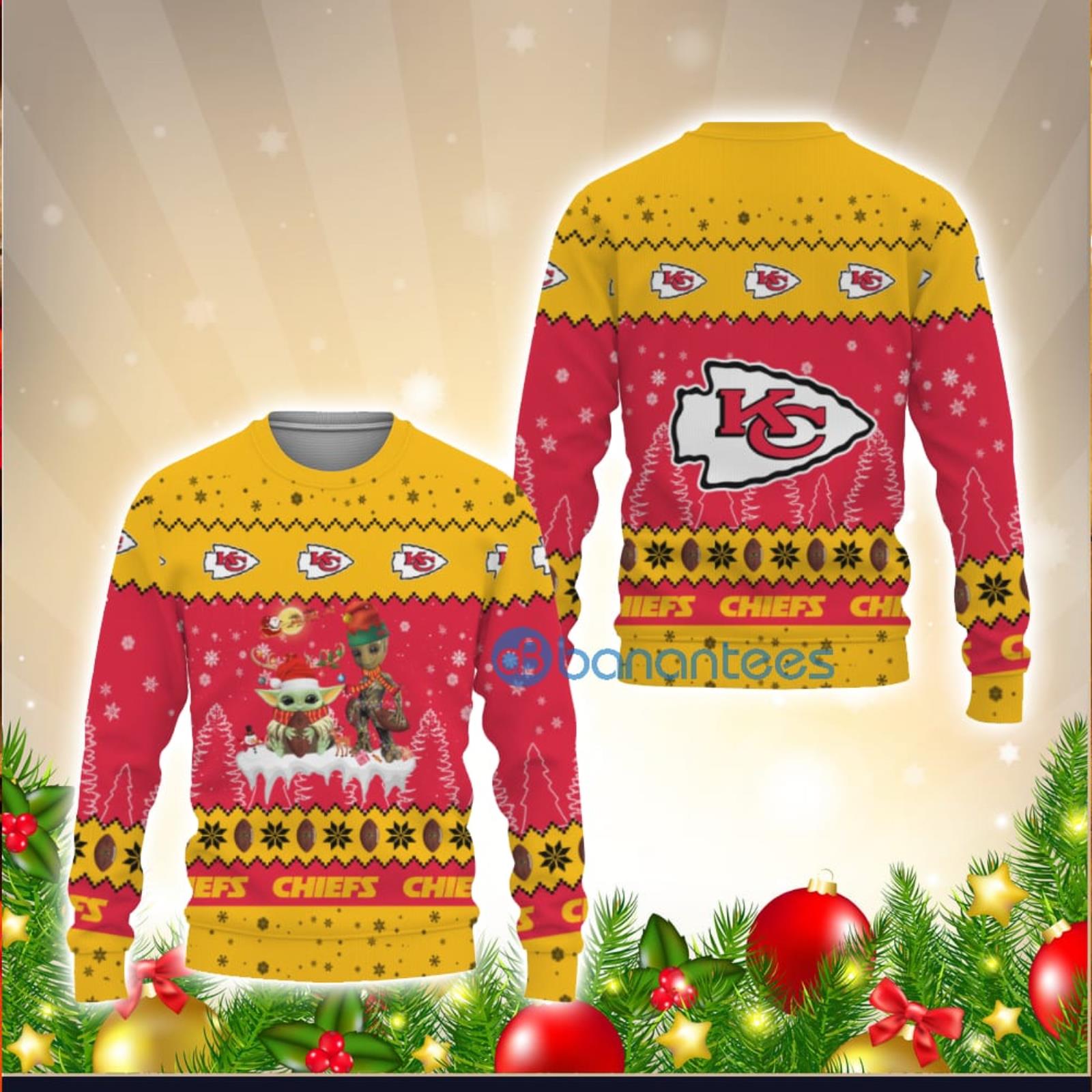 NFL Kansas City Chiefs Color Warm 3D Ugly Christmas Sweater Yellow