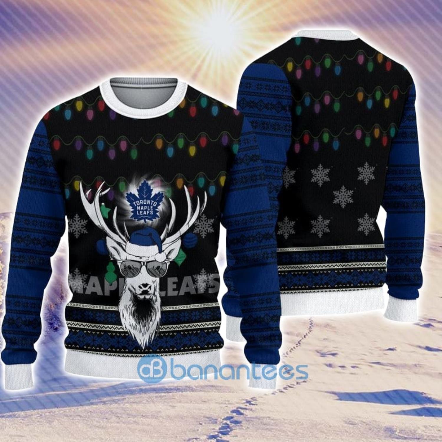 Toronto Maple Leafs Christmas Reindeer 3D Casual Ugly Sweater - Banantees