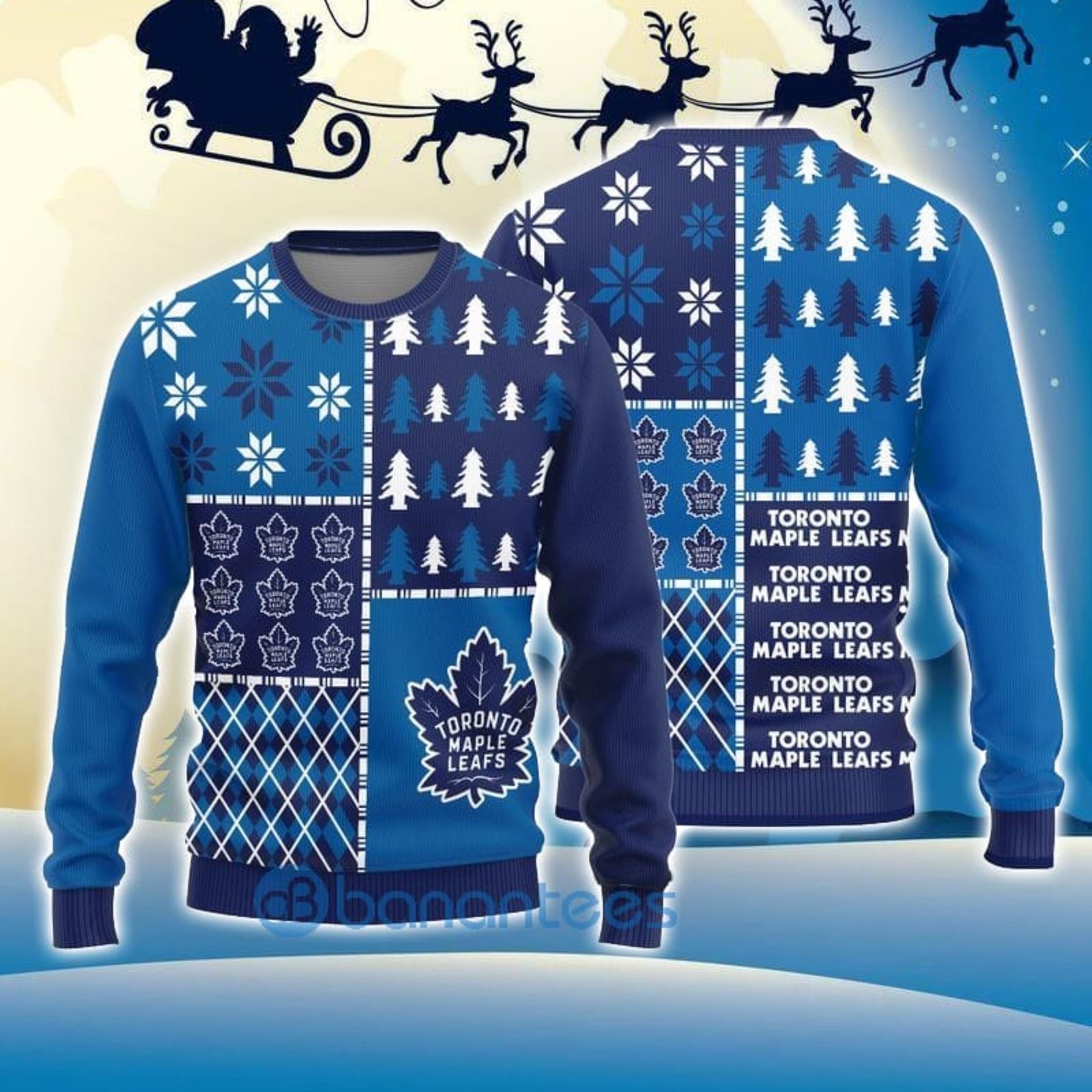 Toronto Maple Leafs Christmas Jack Skellington Face Pattern Ugly Christmas  Sweater - Banantees