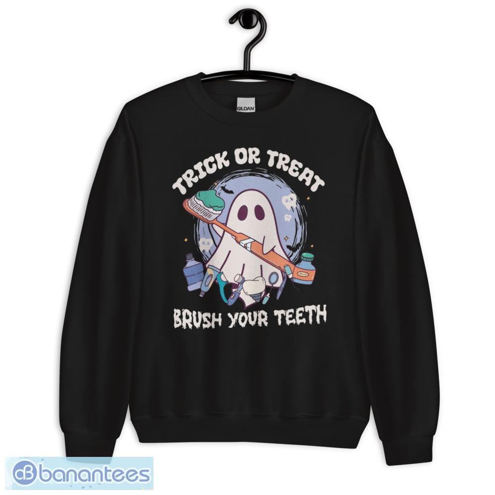 trick or treat brush your teeth halloween dentist t shirt 5 image Trick Or Treat Brush Your Teeth Halloween Dentist T-Shirt - Unisex Crewneck Sweatshirt