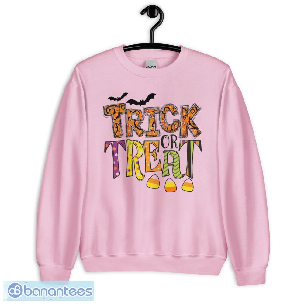 Trick or Treat Funny Halloween Bat And Candy T-Shirt - Unisex Heavy Blend Crewneck Sweatshirt-1