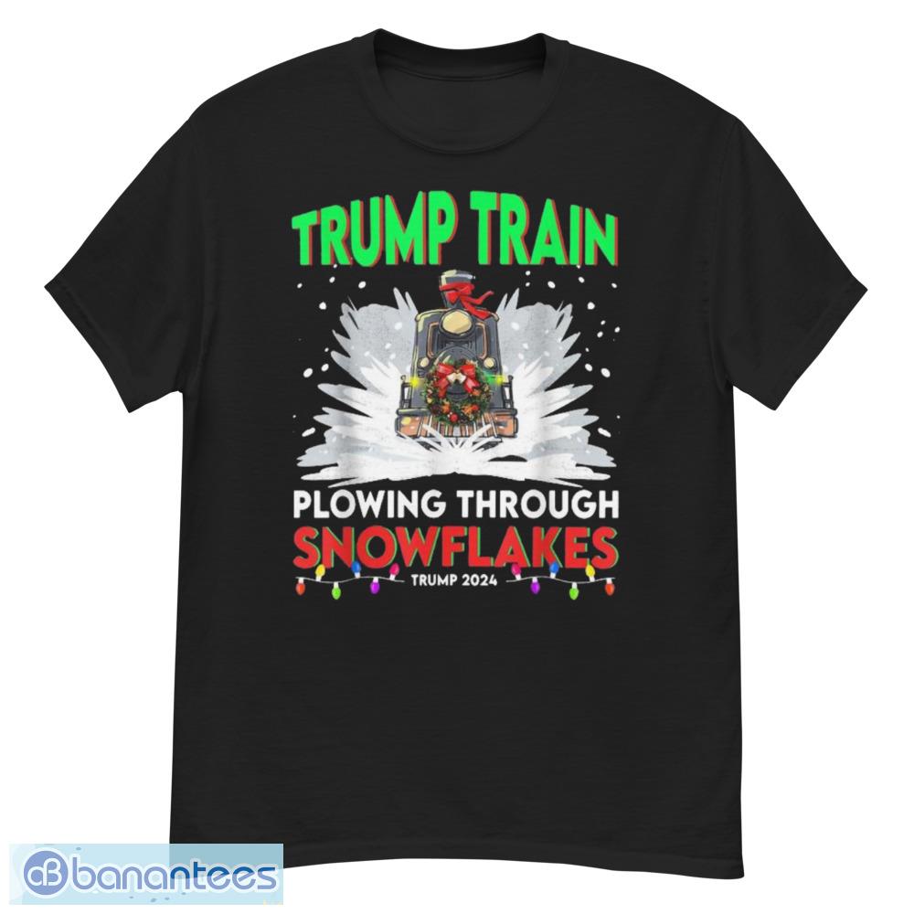 Trump Train Plowing Through Snowflakes Trump 2024 Christmas T-Shirt - G500 Men’s Classic T-Shirt