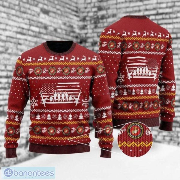 U.S Marine Corps Christmas Gift Ugly Christmas Sweater Holiday Family Sweater Gift Product Photo 1