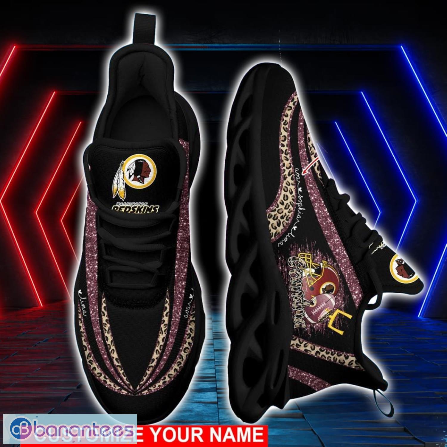 washington redskins nfl max soul shoes custom name leopard prints running shoes for nfl fans 2 image Washington Redskins NFL Max Soul Shoes Custom Name Leopard Prints Running Shoes For NFL Fans Product Photo 3