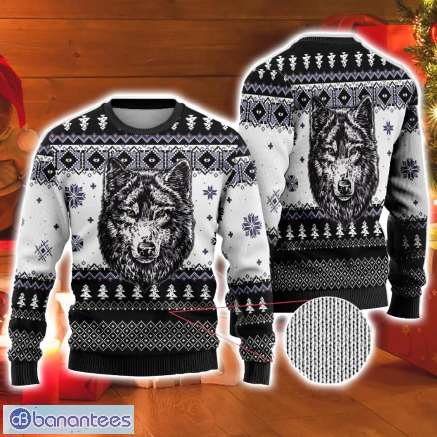 Wolf Christmas Gift Ugly Christmas Sweater Product Photo 1