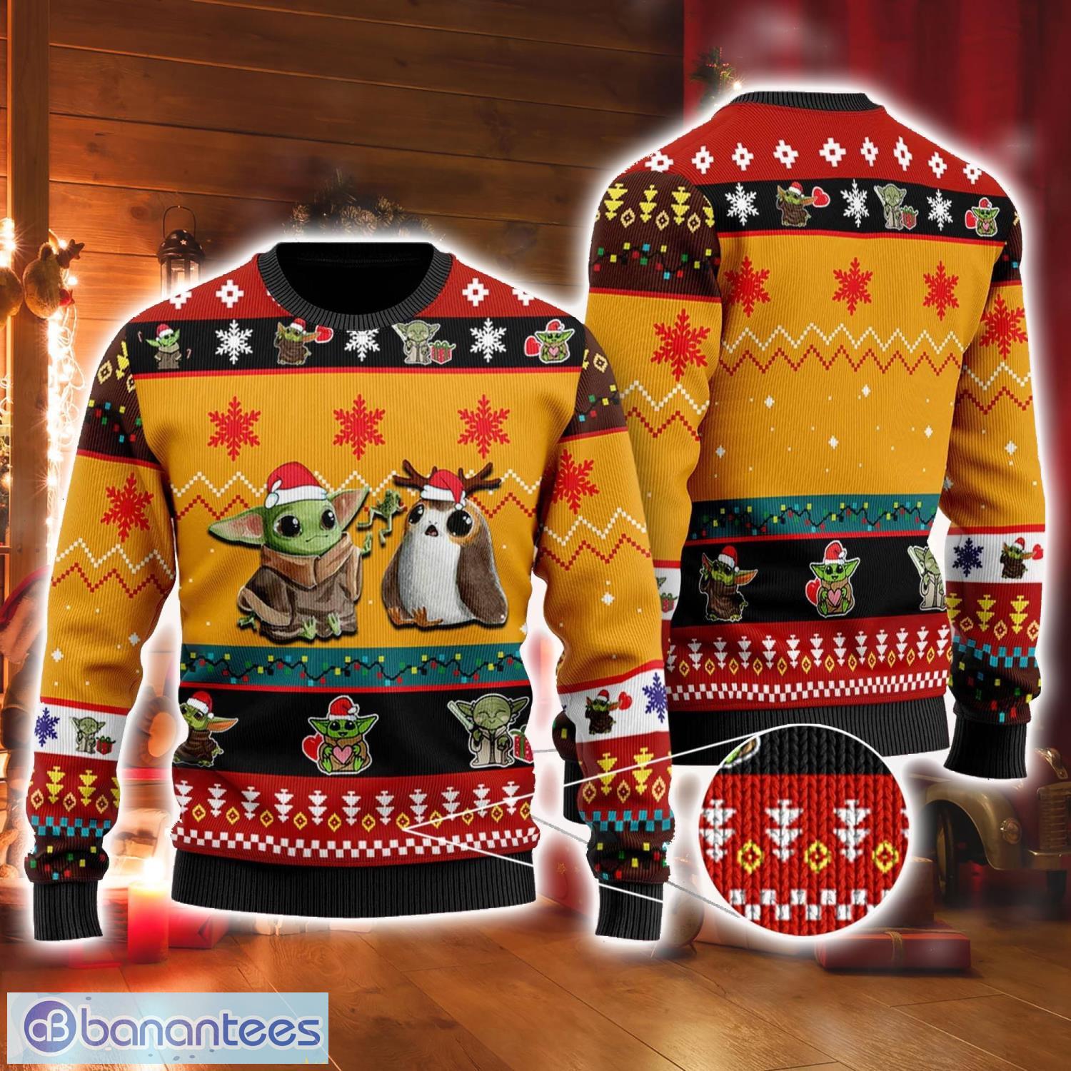 Yoda and Porg Ugly Christmas Sweater Xmas Gifts Product Photo 1