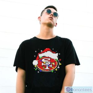 San Francisco 49ers Santa Hat Christmas Light Shirt - G500 Gildan T-Shirt