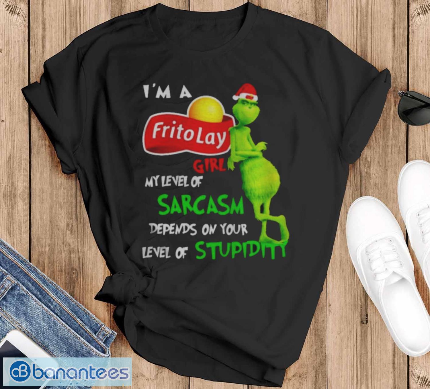 Premium grinch I’m a Frito Lay girl my level of sarcasm Christmas shirt - Black T-Shirt