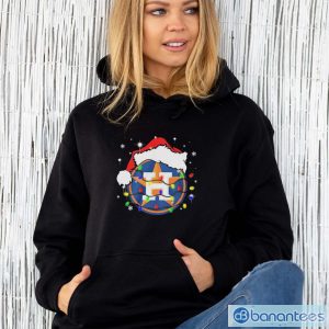 Houston Astros Logo Santa Hat Christmas Light Shirt - Unisex Hoodie