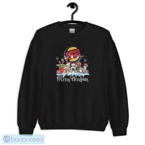 Best Baby Yoda Reindeer And Star War Characters Santa Burger King Merry Christmas Shirt - Unisex Crewneck Sweatshirt