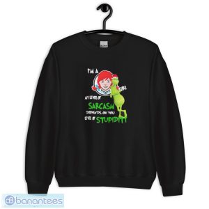 Santa Grinch Wendy’s I’m a girl my level of sarcasm depends on your level of stupidity Christmas shirt - Unisex Crewneck Sweatshirt