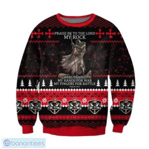 Knight Templar, Praise be to the Lord, my Rock! Psalm 3D Ugly Christmas Sweater Christmas Gift Product Photo 1
