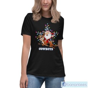 High Quality Nfl Dallas Cowboys Christmas Santa Riding Reindeer T Shirt - Women's Relaxed Short Sleeve Jersey Tee
