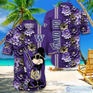 Washington Huskies Hawaiian Shirt Mickey Love Surfing Trending Summer Gift Product Photo 1