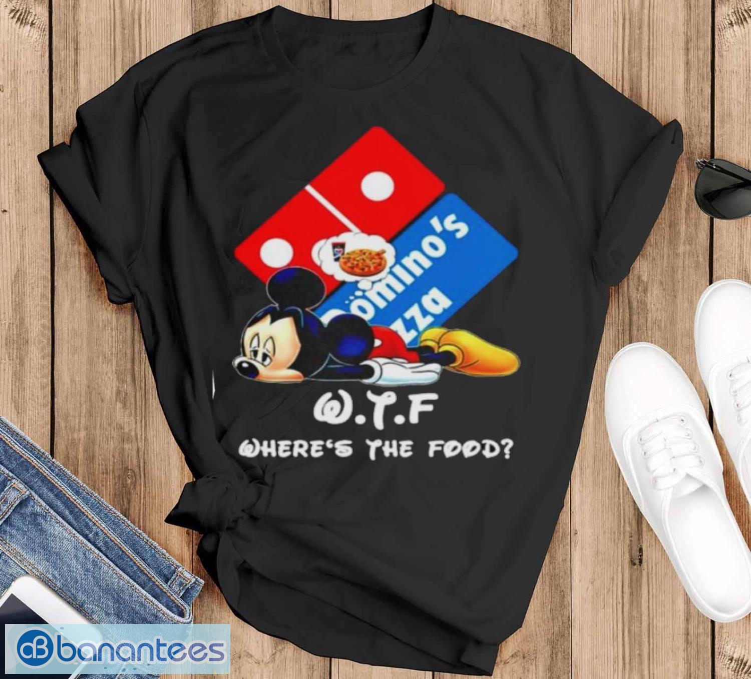 Mickey Dominos Pizza Wtf Where's The Food Shirt - Black T-Shirt