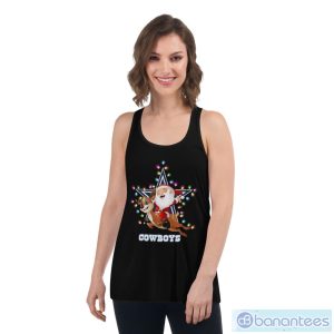 High Quality Nfl Dallas Cowboys Christmas Santa Riding Reindeer T Shirt - Women's Flowy Racerback Tank