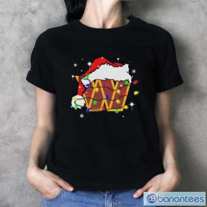 Washington Commanders Santa Hat Christmas Light Shirt - Ladies T-Shirt