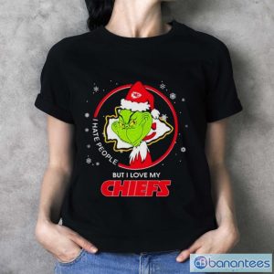 The Grinch I Hate People But I Love My Kansas City Chiefs Christmas T-Shirt - Ladies T-Shirt