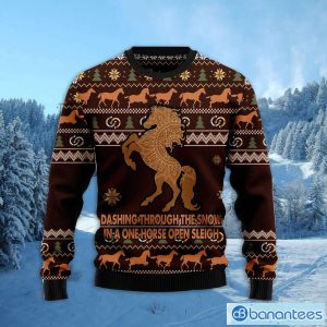 Horse Through Snow Ugly Christmas Sweater AOP All Over Printed Sweater Holiday Party Gift Product Photo 2