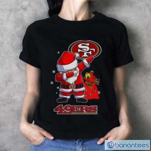 Santa Claus dabbing San Francisco 49ers Christmas shirt - Ladies T-Shirt