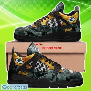 Green Bay Packers Custom Name Air Jordan 4 Sports Shoes Camo New For Men And Women Gift Fans - Green Bay Packers Personalized Jordan 4 Fabric Sneaker - Custom Name Sneaker For Men & Women - NFL Lovers, Birthday's Gift, Gift For NFL Fan_2
