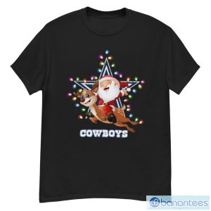 High Quality Nfl Dallas Cowboys Christmas Santa Riding Reindeer T Shirt - G500 Men’s Classic T-Shirt
