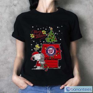 Merry Christmas Ugly Sweat Snoopy Washington Nationals Shirt - Ladies T-Shirt