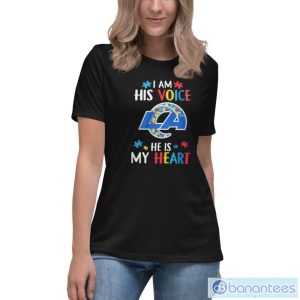 Los Angeles Rams Autism I Am His Voice He Is My Heart T-Shirt - Women's Relaxed Short Sleeve Jersey Tee