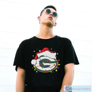 Santa Hat Green Bay Packers Logo Christmas Light Shirt - G500 Gildan T-Shirt
