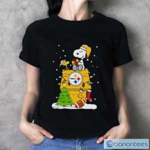 Pittsburgh Steelers Snoopy And Woodstock Christmas Shirt - Ladies T-Shirt
