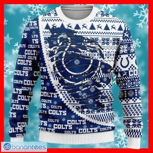 Indianapolis Colts NFL Christmas Snow Reindeer Ugly Xmas Sweater Custom Number And Name - Indianapolis Colts NFL Christmas Knitted Sweater Photo 2