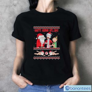 Happy Human Holiday Ugly Christmas Shirt Rick And Morty Shirt - Ladies T-Shirt
